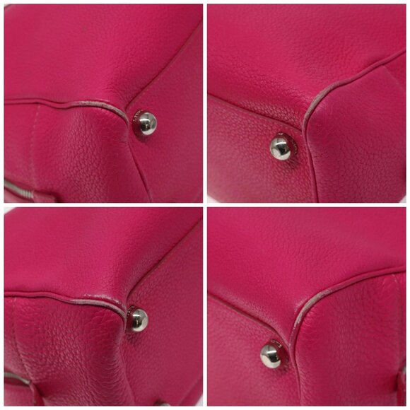 LOEWE Anagram Hand Bag Leather Pink Gold Auth yk17930 - Picture 14 of 16